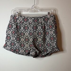 HeartSoul Black & White Aztec Print Shorts with Pink Accents